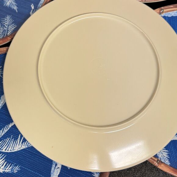 Members Mark Tropical Ikat Melamine Plate Set of 5 Blue Palm Tree Bamboo Trim - Picture 5 of 9